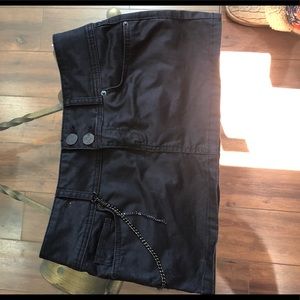 Black denim mini skirt